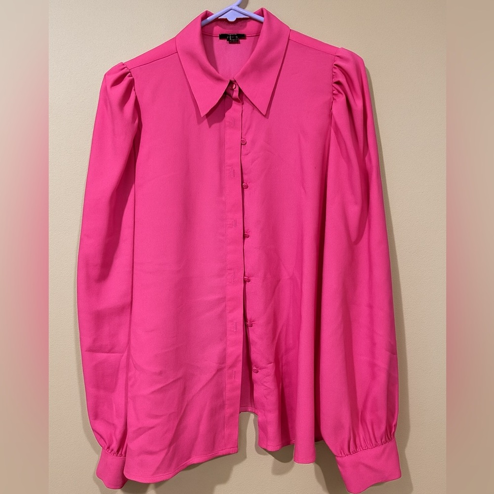ANN TAYLOR pink blouse top shirt M blouson